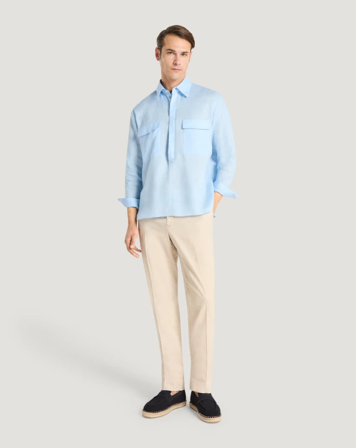 Pantaloni Torino Pantaloni Slim in lino stretch délavé Sottocosto