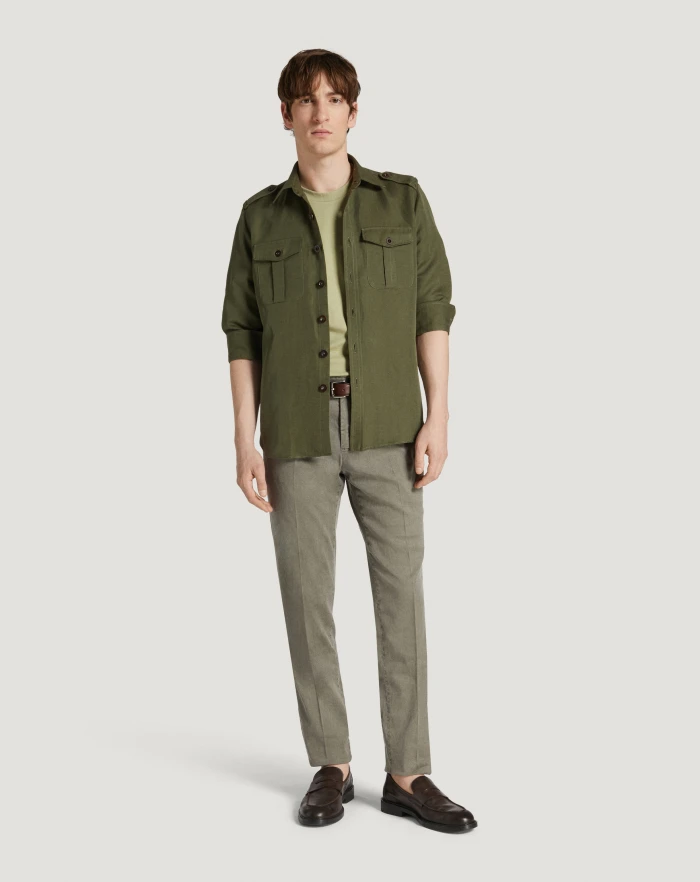 Pantaloni Torino Pantaloni Slim in lino stretch délavé Prezzo Ridotto