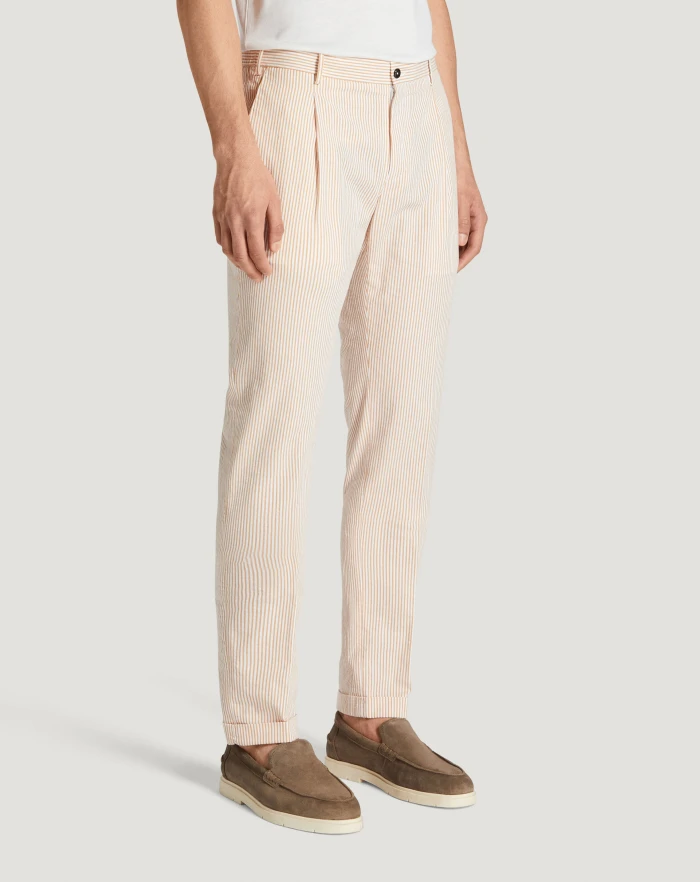 Pantaloni Torino Pantaloni Slim in cotone seersucker a righe Online