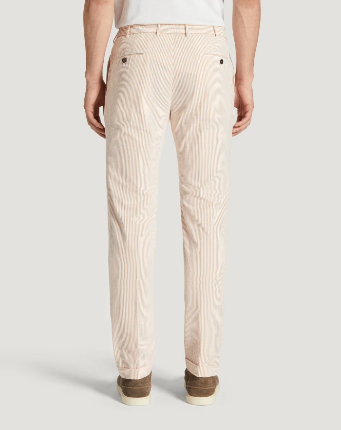 Pantaloni Torino Pantaloni Slim in cotone seersucker a righe Online