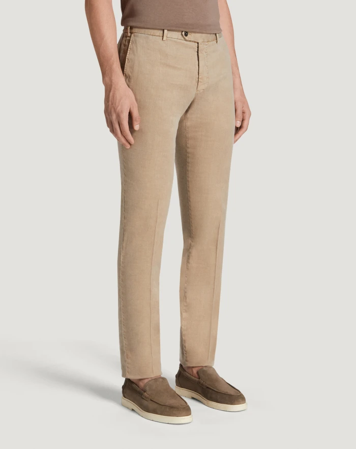 Pantaloni Torino Pantaloni Slim in lino stretch délavé Saldi Di Fabbrica