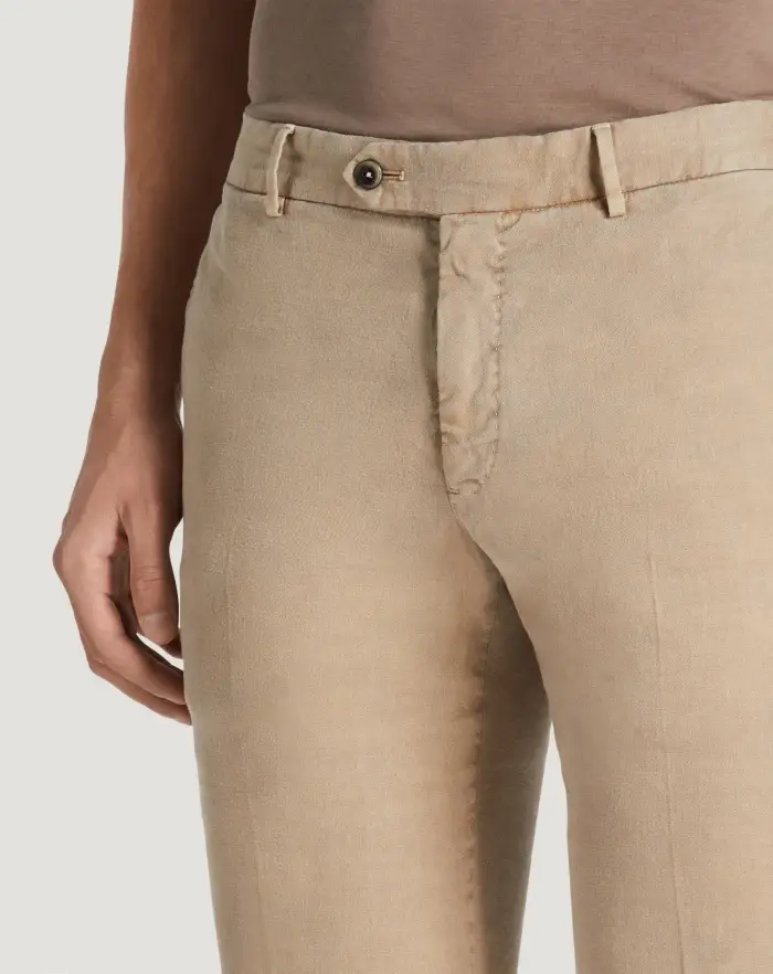 Pantaloni Torino Pantaloni Slim in lino stretch délavé Saldi Di Fabbrica