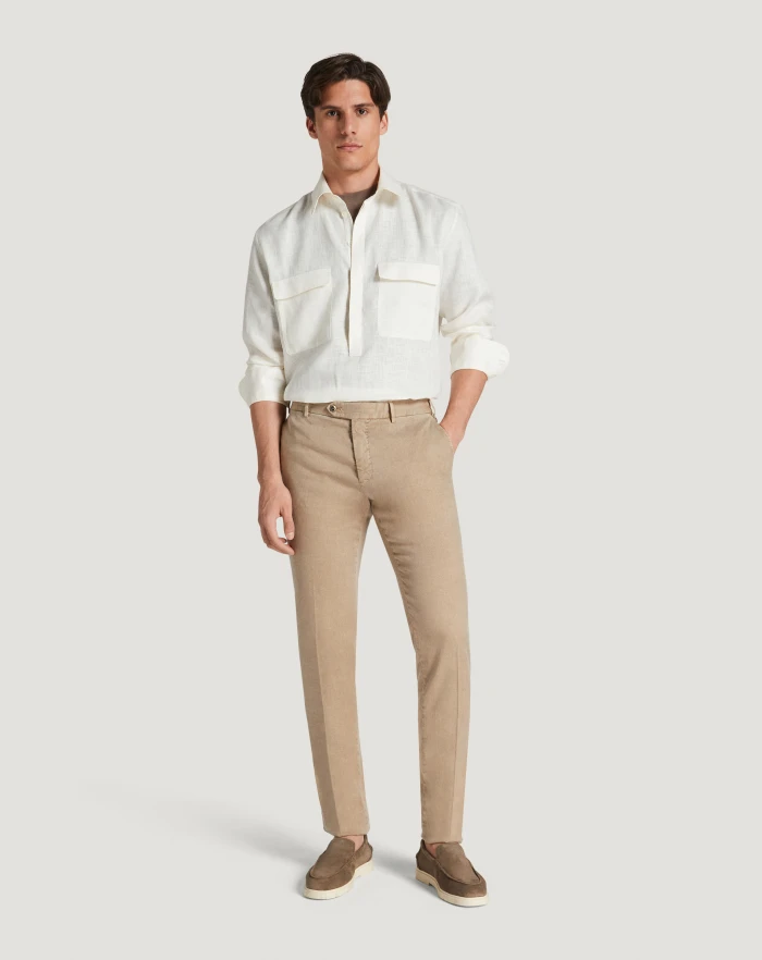 Pantaloni Torino Pantaloni Slim in lino stretch délavé Saldi Di Fabbrica