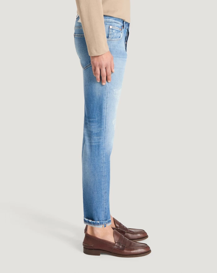 Pantaloni Torino Jeans Reggae in denim stretch indigo Vendita Calda