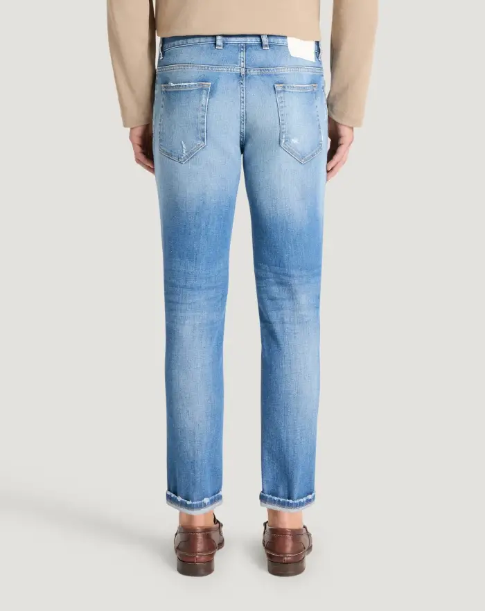 Pantaloni Torino Jeans Reggae in denim stretch indigo Vendita Calda