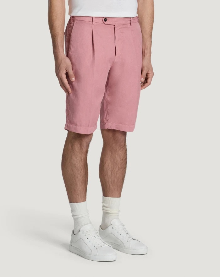Pantaloni Torino Bermuda in cotone e lino batavia In Linea