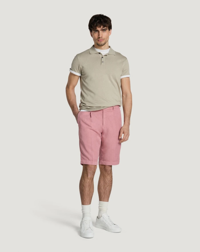 Pantaloni Torino Bermuda in cotone e lino batavia In Linea
