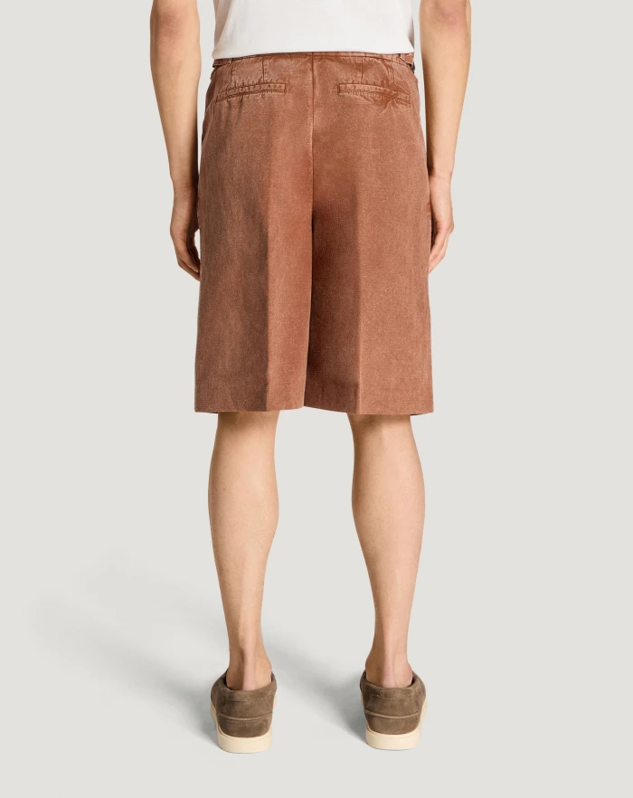 Pantaloni Torino Bermuda in twill di cotone e lino Qualità