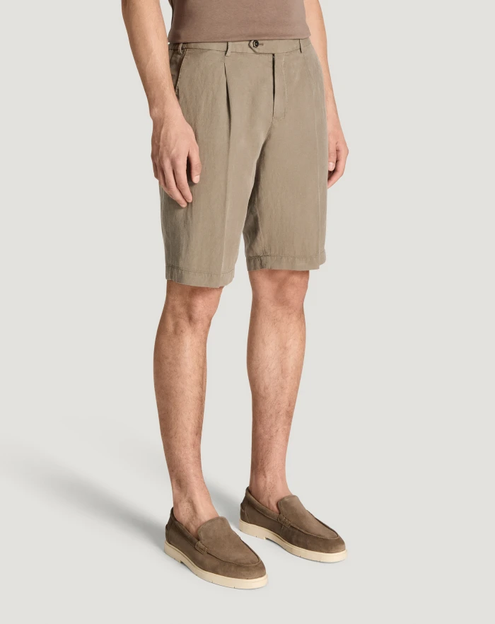 Pantaloni Torino Bermuda in cotone e lino batavia Vendita