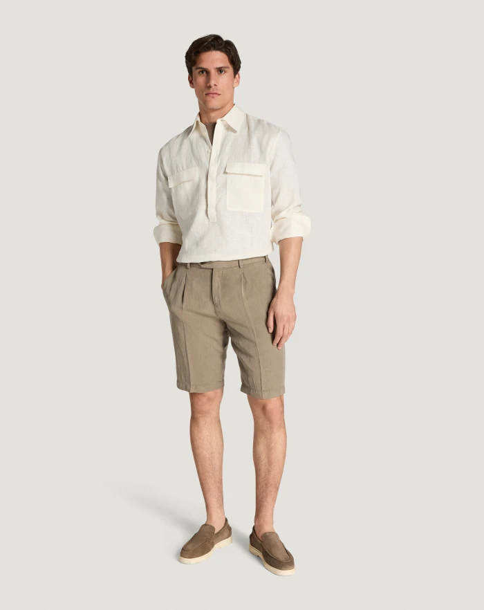 Pantaloni Torino Bermuda in cotone e lino batavia Vendita