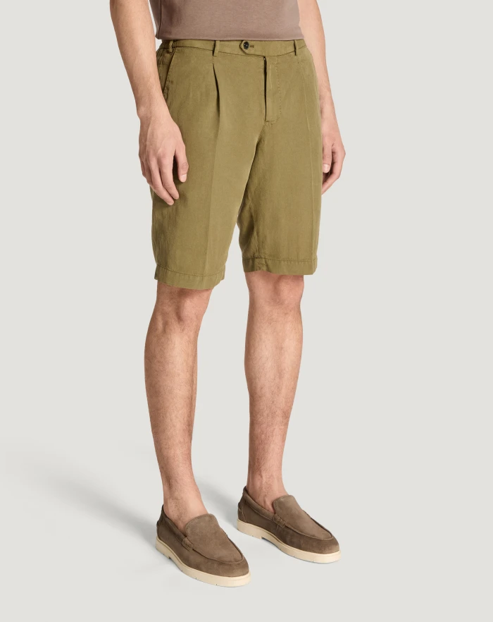Pantaloni Torino Bermuda in cotone e lino batavia Promozione
