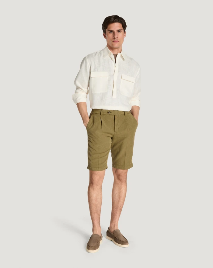 Pantaloni Torino Bermuda in cotone e lino batavia Promozione