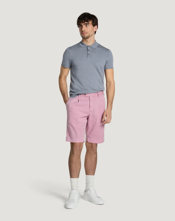 Pantaloni Torino Bermuda in lino stretch délavé Spedizione Gratuita