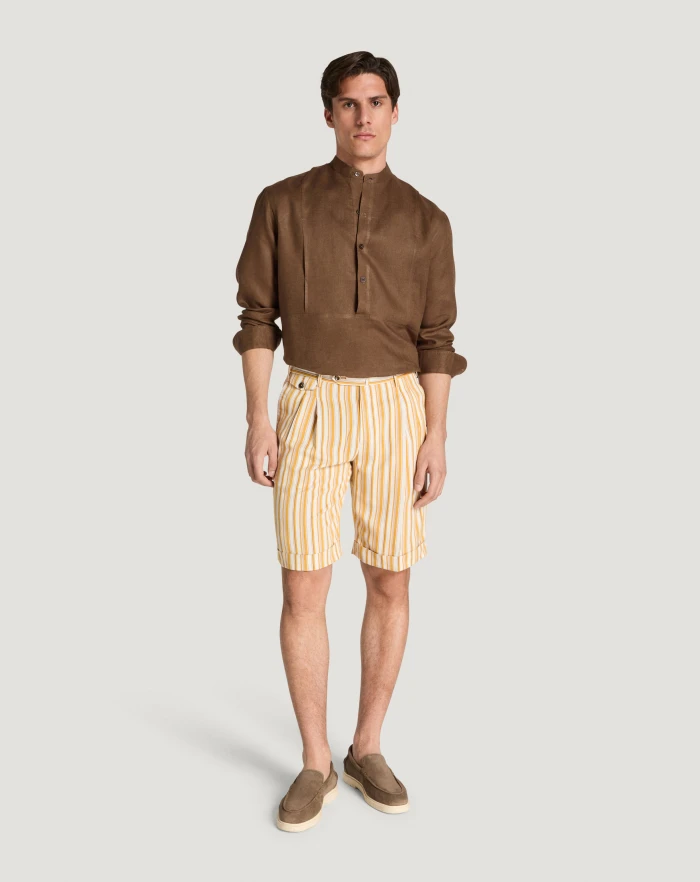 Pantaloni Torino Bermuda in viscosa fluida a righe Consegna Veloce