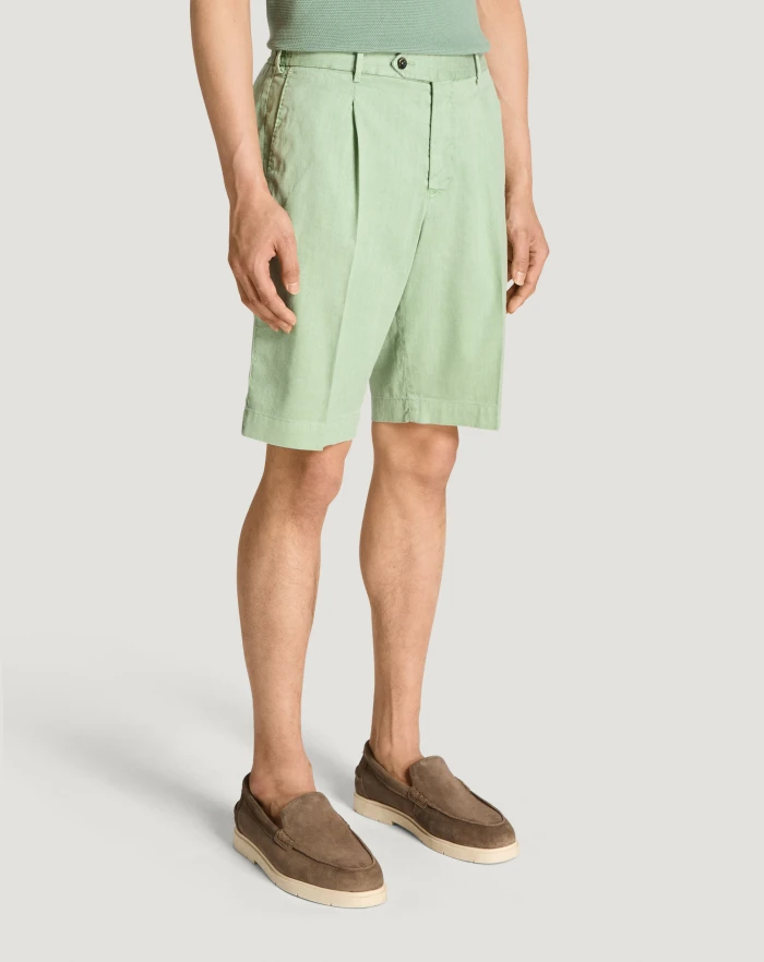 Pantaloni Torino Bermuda in lino stretch délavé Promozione Limitata