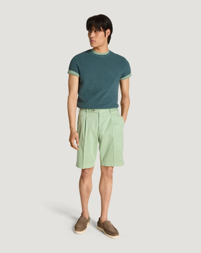 Pantaloni Torino Bermuda in lino stretch délavé Promozione Limitata