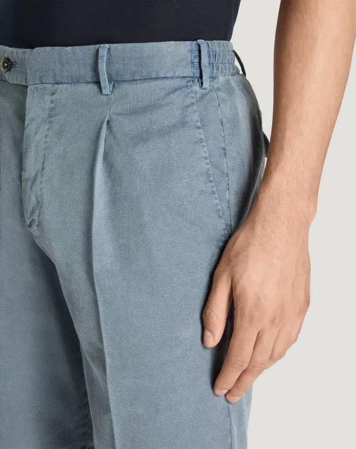 Pantaloni Torino Bermuda in lino stretch délavé Affare Del Giorno