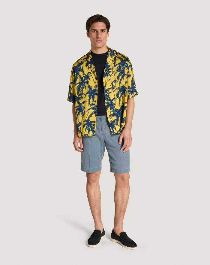 Pantaloni Torino Bermuda in lino stretch délavé Affare Del Giorno