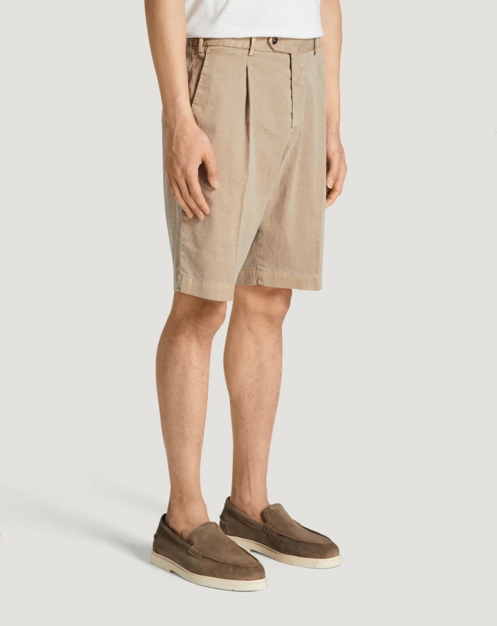 Pantaloni Torino Bermuda in lino stretch délavé Convenienza