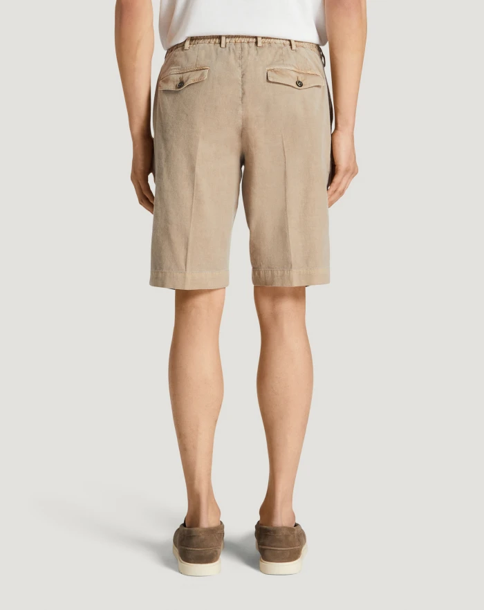 Pantaloni Torino Bermuda in lino stretch délavé Convenienza