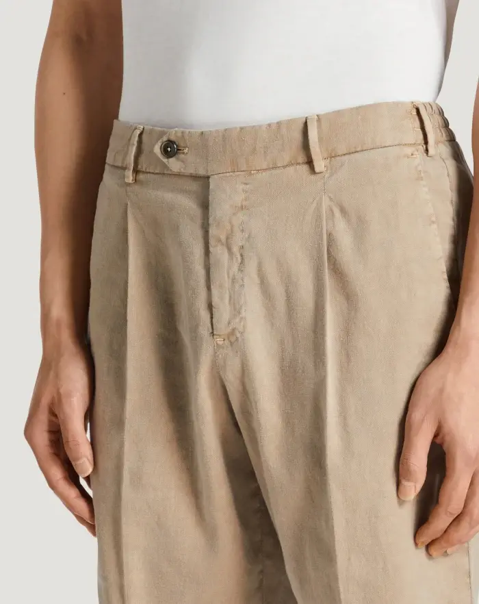 Pantaloni Torino Bermuda in lino stretch délavé Convenienza