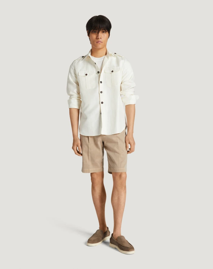 Pantaloni Torino Bermuda in lino stretch délavé Convenienza