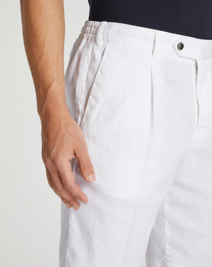 Pantaloni Torino Bermuda in lino stretch délavé Presa