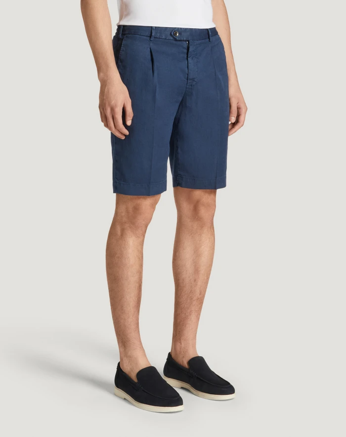 Pantaloni Torino Bermuda in lino stretch délavé Offerta