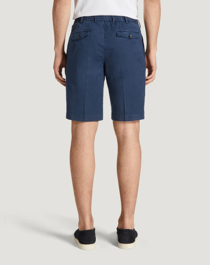 Pantaloni Torino Bermuda in lino stretch délavé Offerta