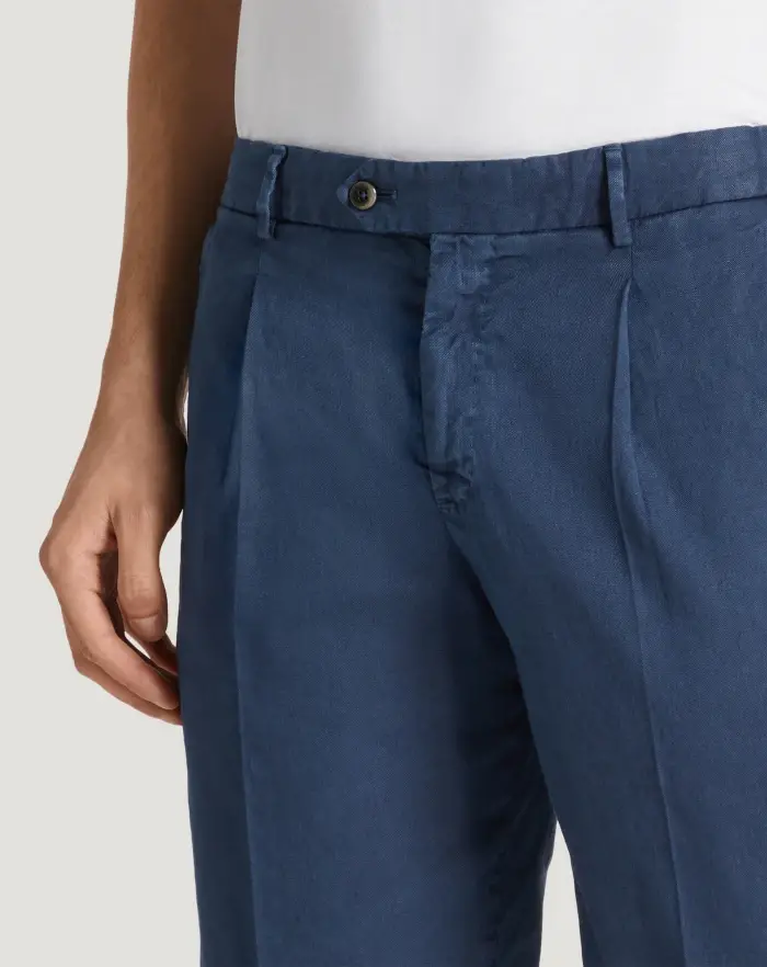 Pantaloni Torino Bermuda in lino stretch délavé Offerta