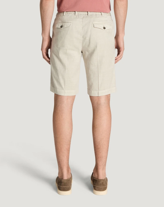 Pantaloni Torino Bermuda in lino stretch délavé Economico