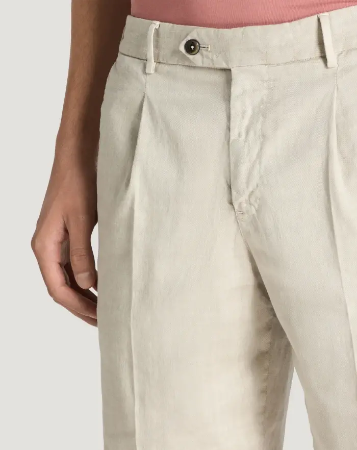 Pantaloni Torino Bermuda in lino stretch délavé Economico