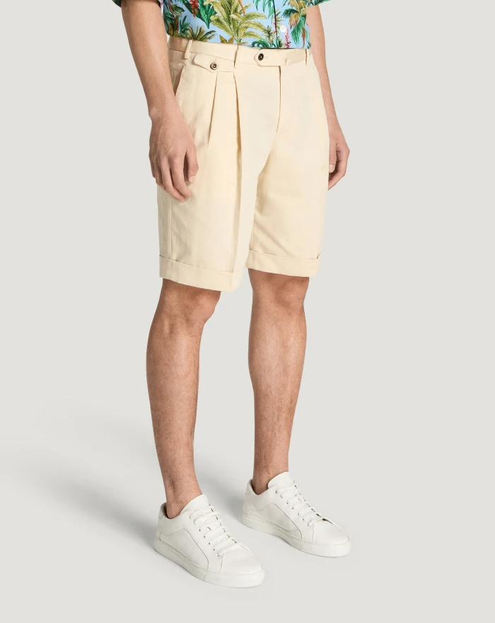 Pantaloni Torino Bermuda in gabardina di cotone e lino Online
