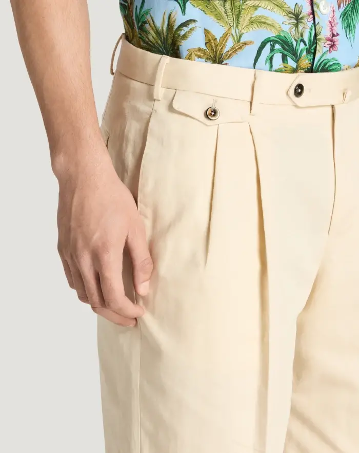Pantaloni Torino Bermuda in gabardina di cotone e lino Online