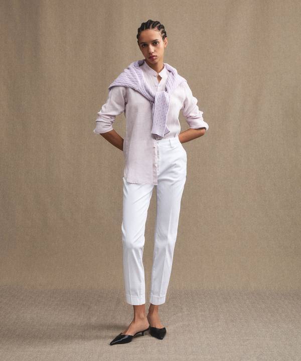 Peuterey Camicia di lino collo alla coreana Moda