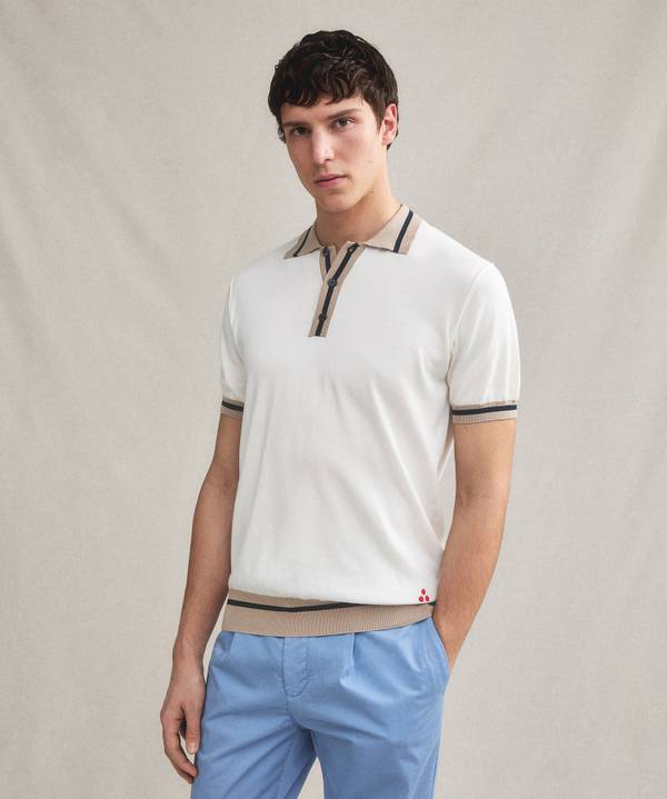 Peuterey Polo in tricot di cotone con dettagli rigati Super sconto
