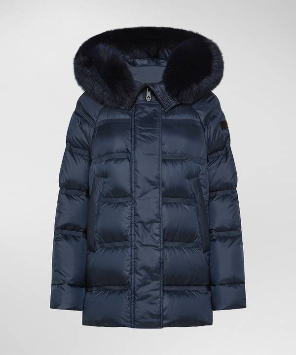 Peuterey Puffer Jacket Con Cappuccio Bordato In Pelliccia Presa