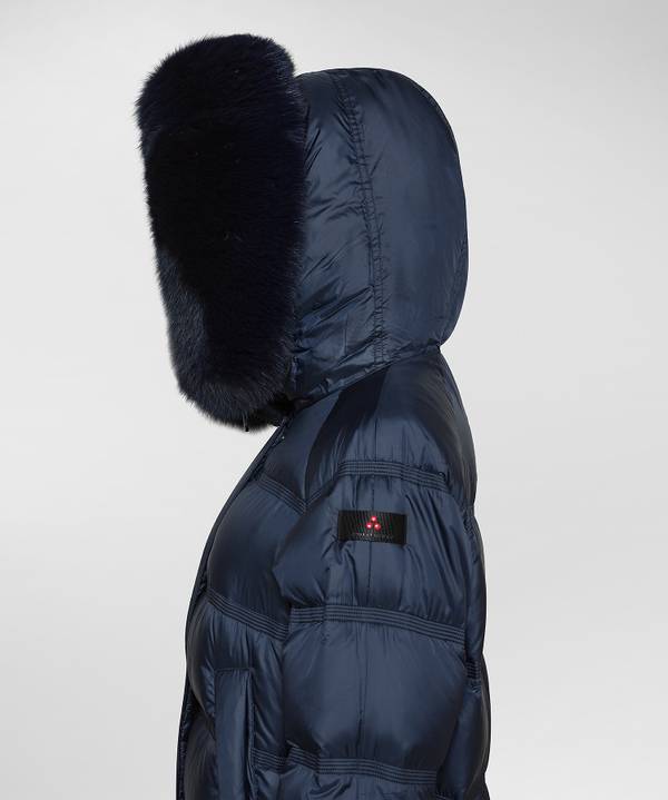 Peuterey Puffer Jacket Con Cappuccio Bordato In Pelliccia Presa