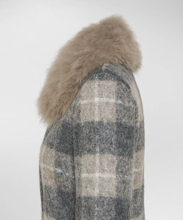 Peuterey Cappotto Checked, Lungo E Avvitato Con Pelliccia Nuovi prodotti
