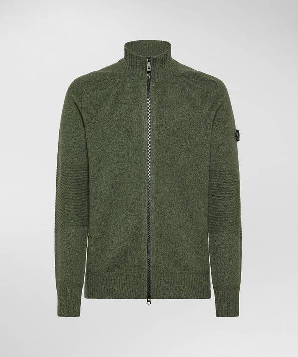 Peuterey Maglione Full Zip In Lana Con Effetto Moulinè Vendita