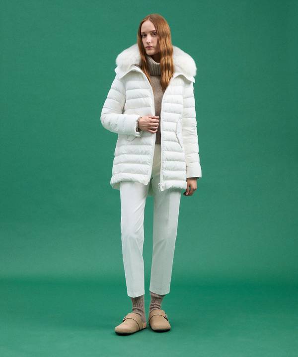 Peuterey Piumino Lungo Con Pelliccia In Tono Colore Shopping online