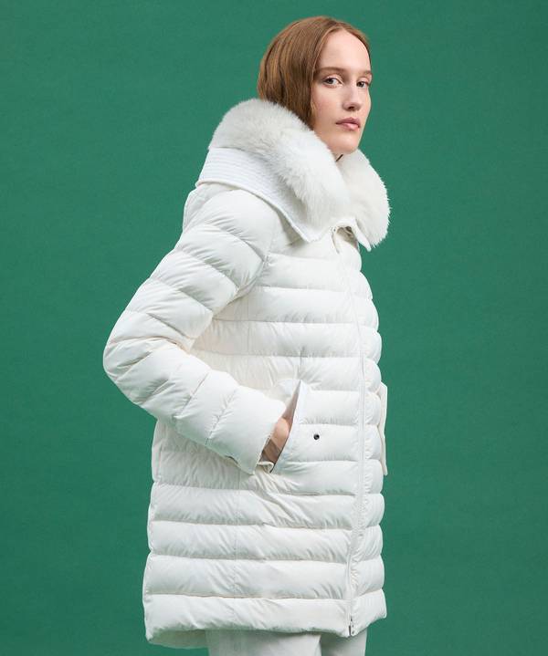 Peuterey Piumino Lungo Con Pelliccia In Tono Colore Shopping online