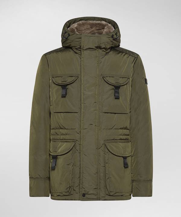 Peuterey Field Jacket In Taffeta’ Con Cappuccio In Pelliccia Sconti VIP