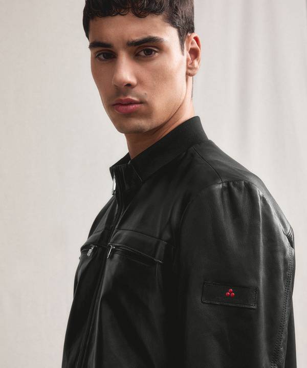 Peuterey Giacca in pelle con dettagli in maglina Black Friday Prezzi