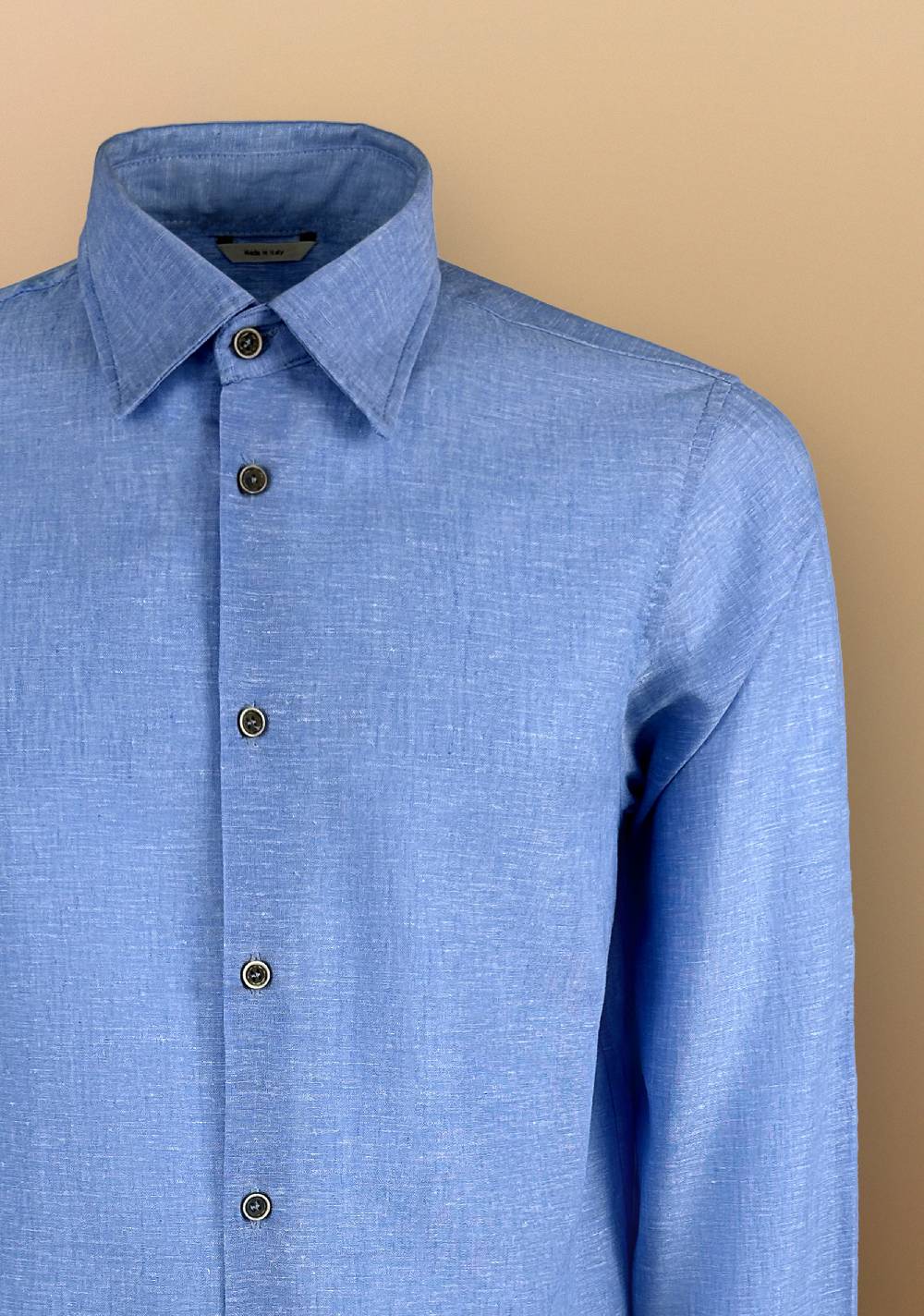 Primo Emporio Camicia Lino Manica Lunga Collo francese Negozio