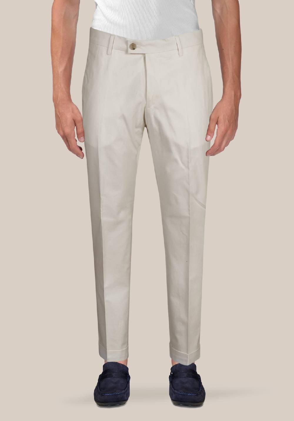 Primo Emporio Pantalone in Cotone Panna Fino al 50% di sconto
