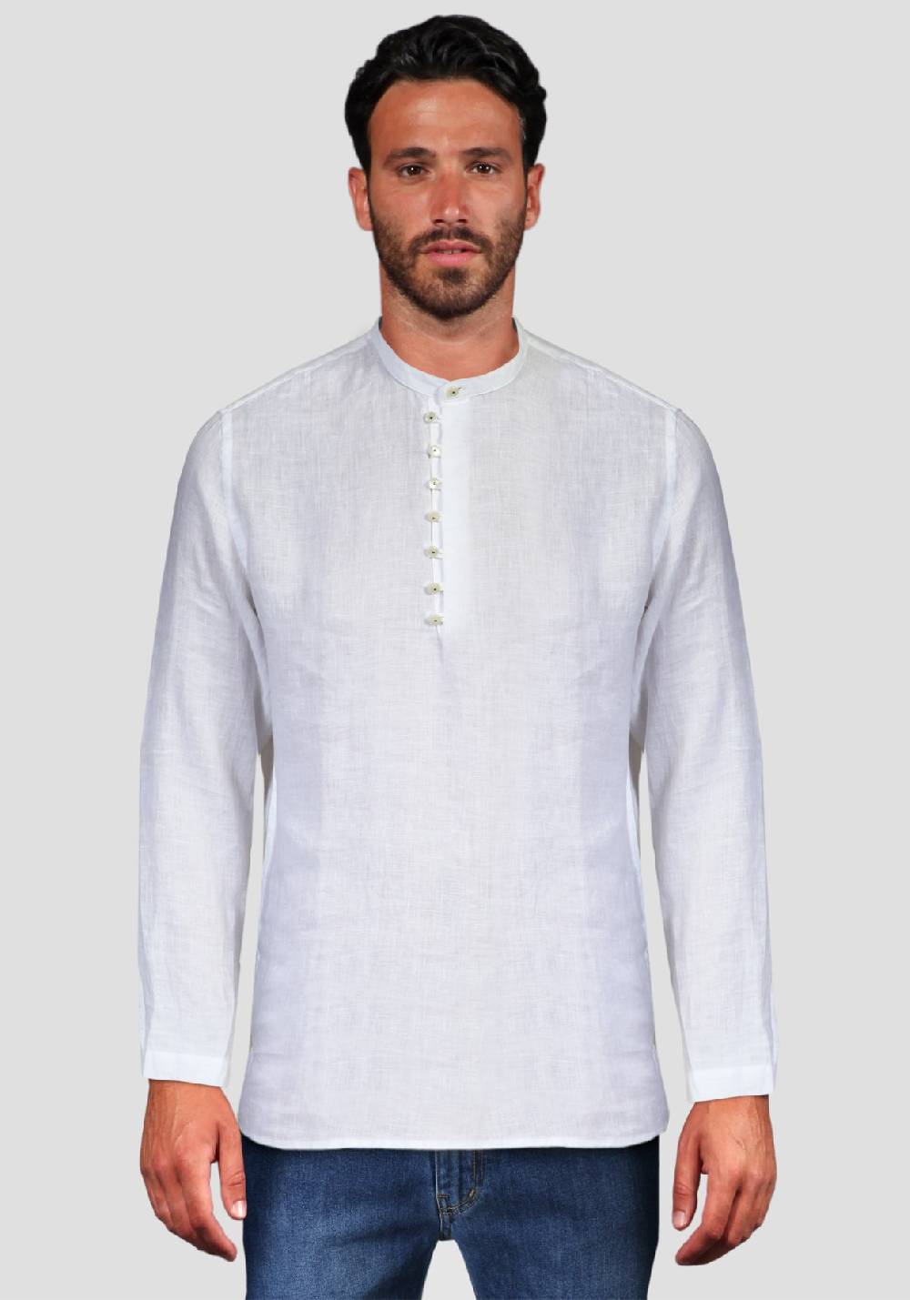 Primo Emporio Camicia di Lino manica lunga con bottoni in madreperla Qualità