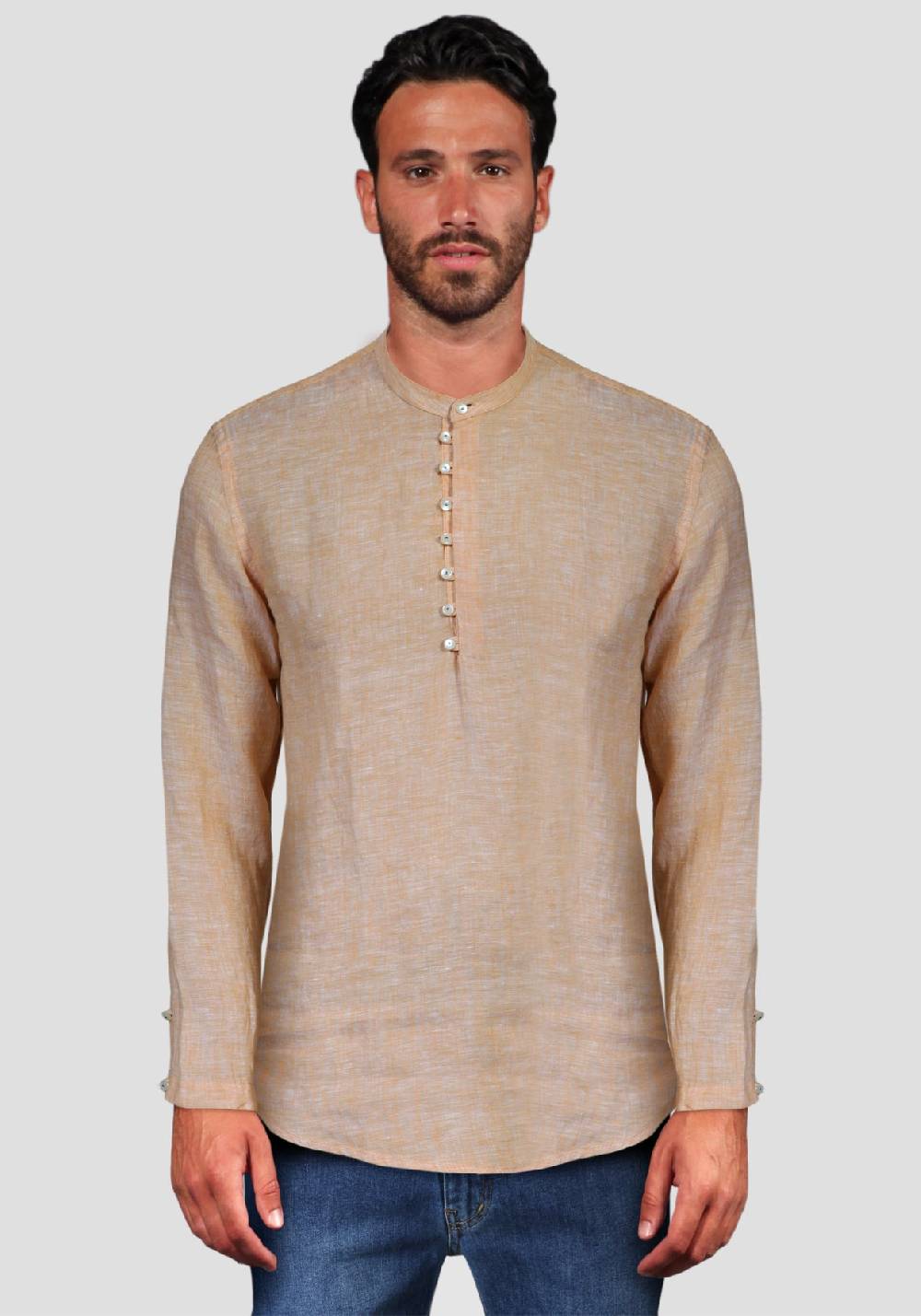 Primo Emporio Camicia di Lino manica lunga con bottoni in madreperla Vendita