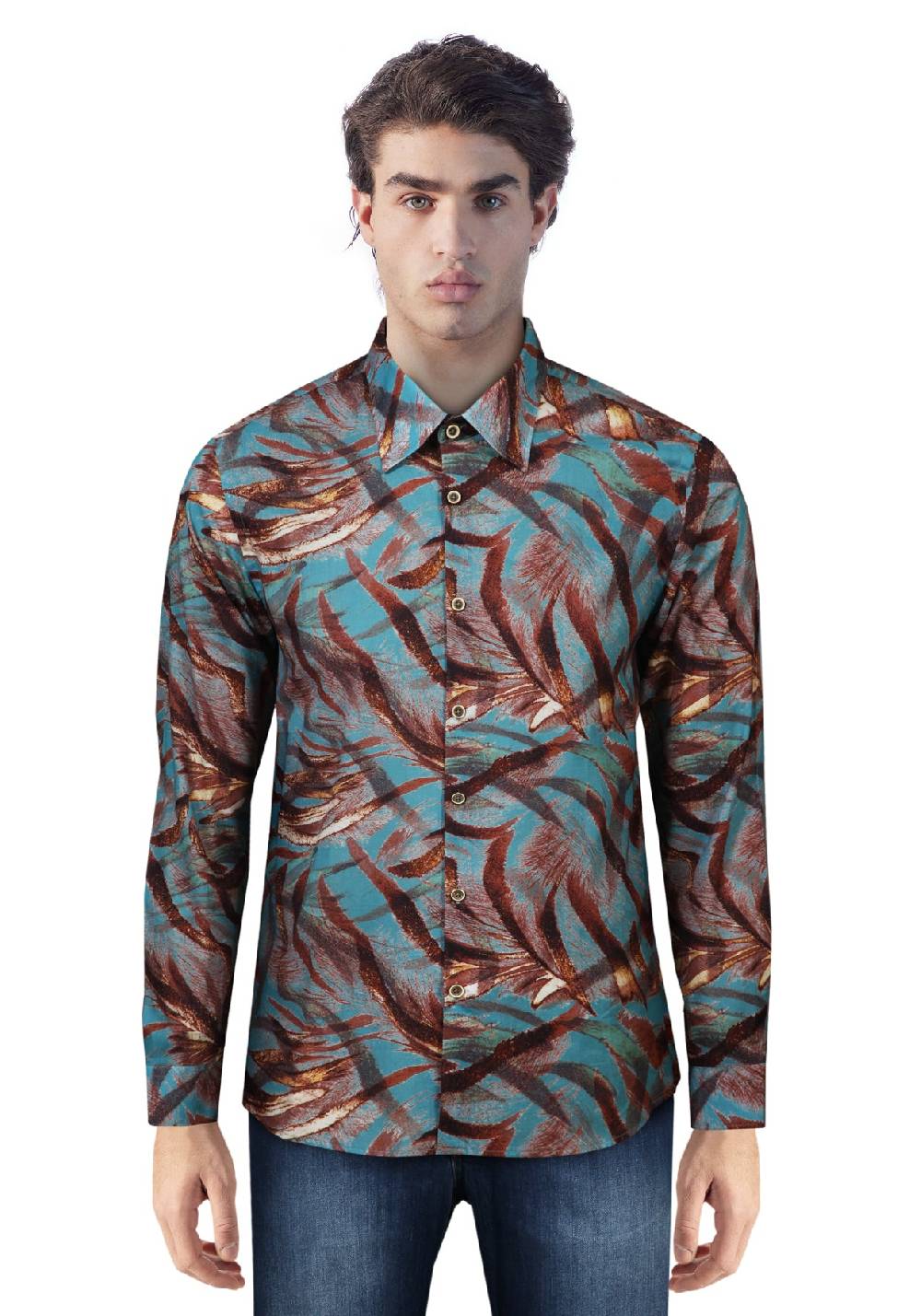 Primo Emporio Camicia in Cotone Fantasia Fiori Pezzi Unici