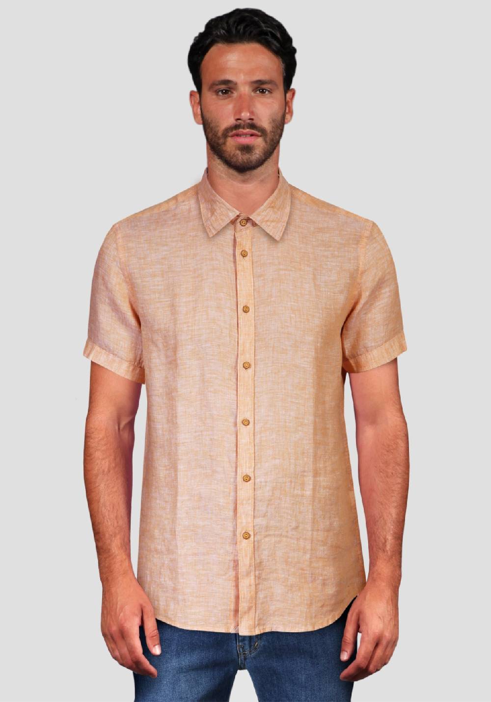 Primo Emporio Camicia Lino Mezza Manica - Arancio Saldi